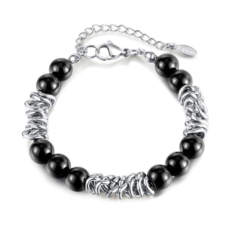 Musta Akaatti Teräsrannekoru