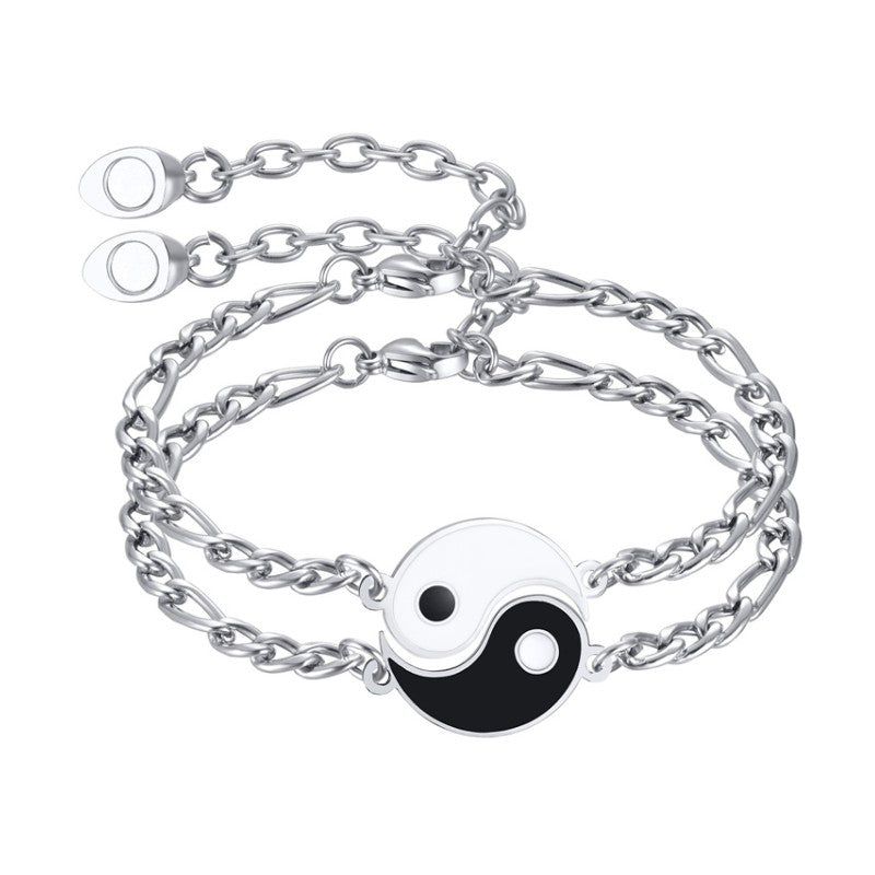 Ystävä Yin ja Yang Teräsrannekorut