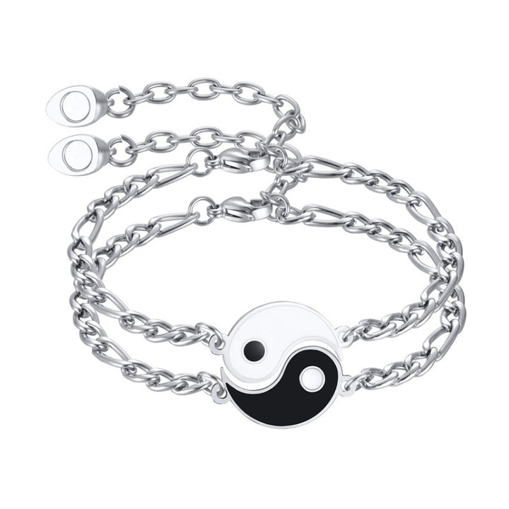 Ystävä Yin ja Yang Teräsrannekorut