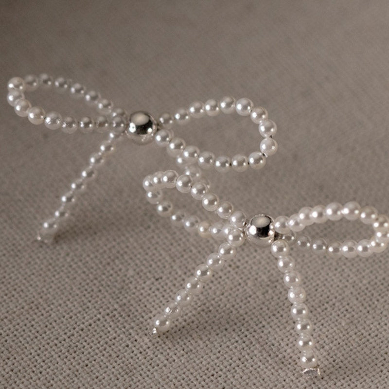 Valkoinen Rusetti Hopeakorvakorut