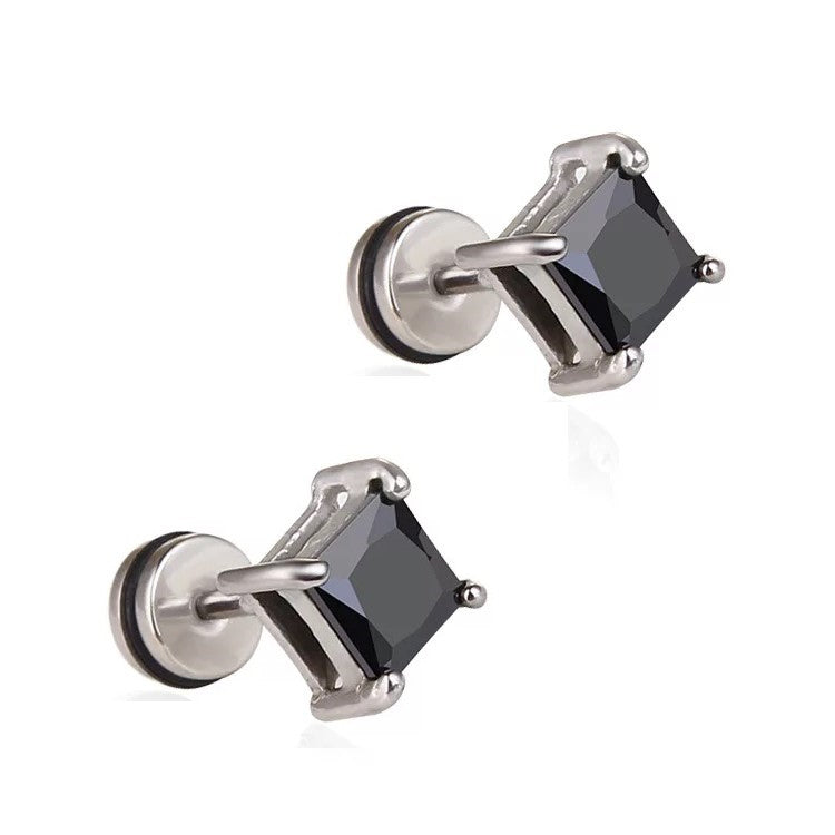 Mustakiviset Teräskorvakorut