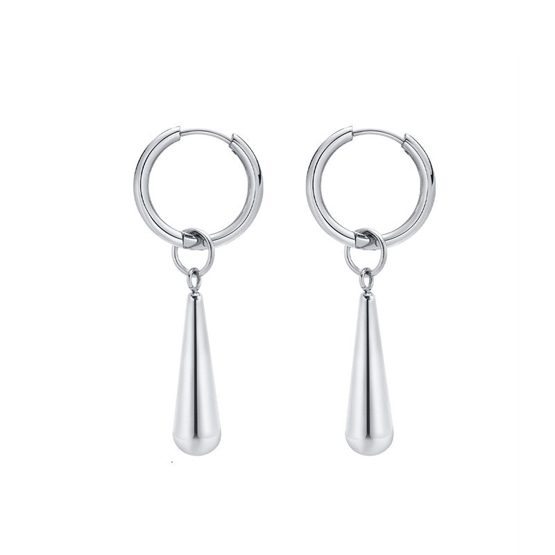 Örhängen i stål med droppar