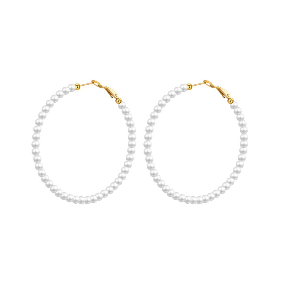 Kullanväriset Korvarenkaat Muovihelmillä - Kirurginteräs