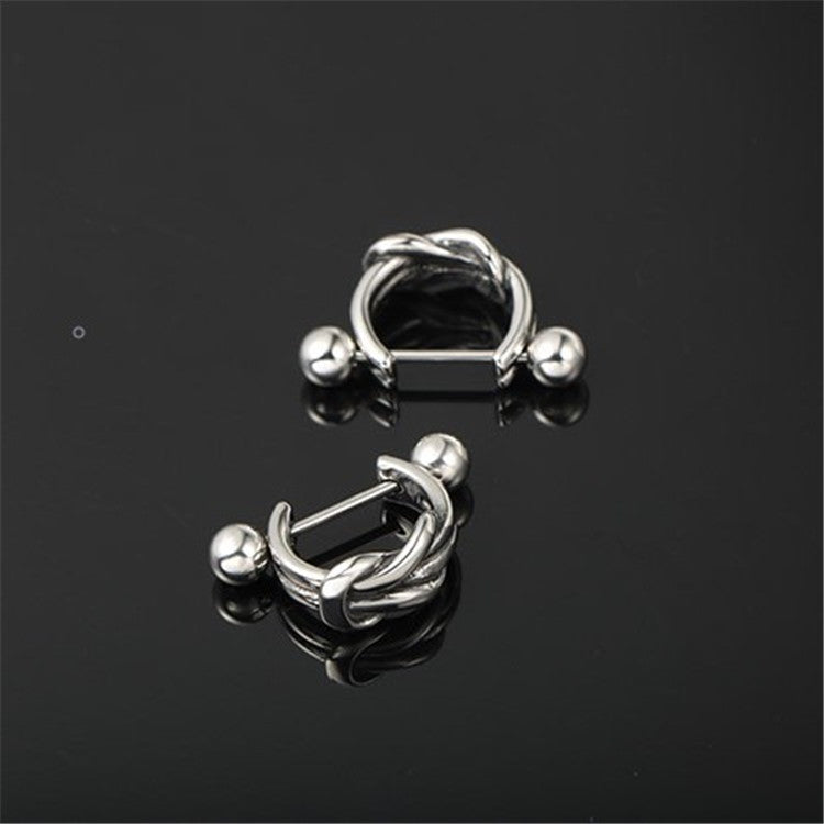 Tjocka flätade stålörhängen