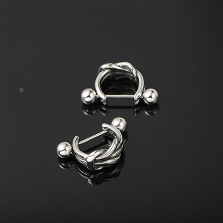 Tjocka flätade stålörhängen