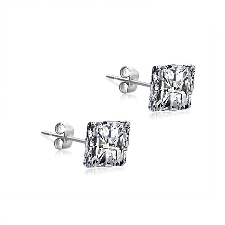 Square Cut Steel Earrings