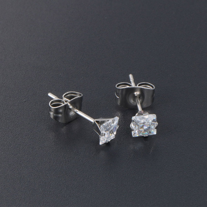 Square Cut Steel Earrings