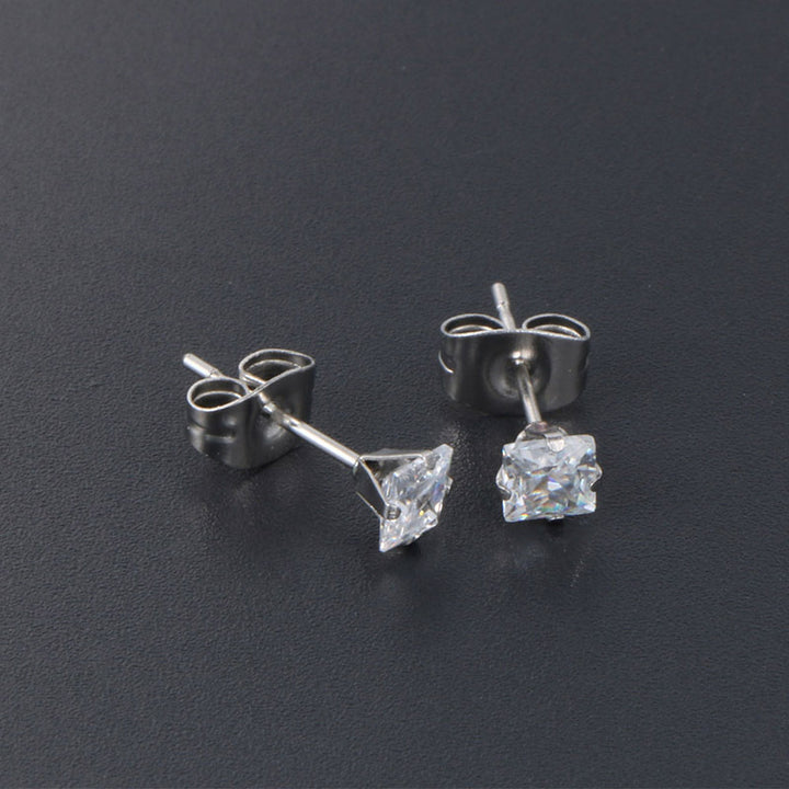 Square Cut Steel Earrings