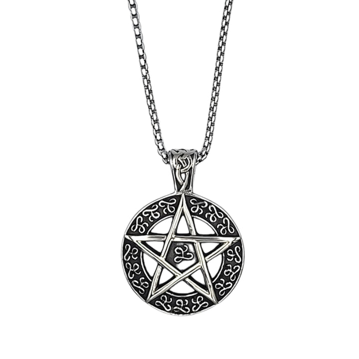 Pentagramhalsband i stål för män