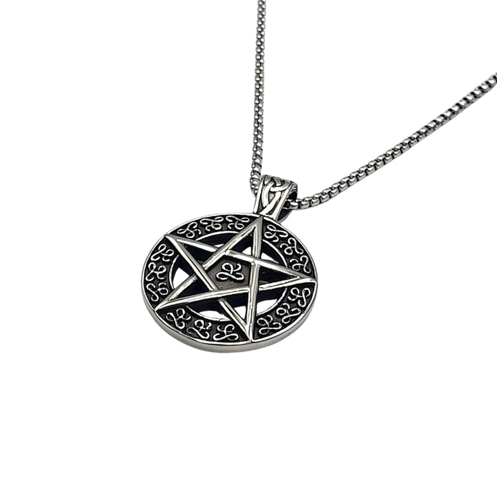 Pentagramhalsband i stål för män