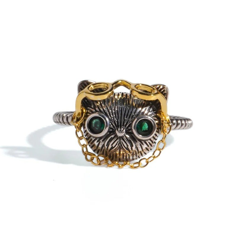 Säädettävä Hopeinen Kissasormus